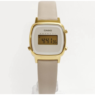カシオ(CASIO)のCASIO 腕時計STANDARD ベージュ レザーバンド  チプカシ デジタル(腕時計)