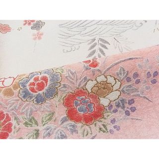 平和屋1■上質な小紋　変わり市松草花文　金彩　逸品　CAAB5445ua(着物)