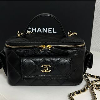 シャネル(CHANEL)の超美品 確実正規品 シャネル バニティ チェーン バッグ キャビアスキン 黒(ショルダーバッグ)