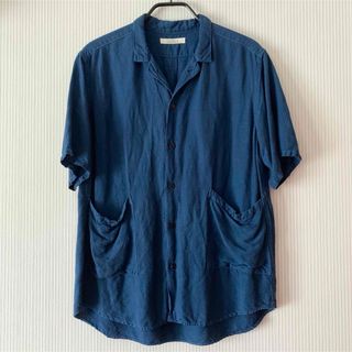 ネストローブ(nest Robe)のnest Robe CONFECT オープンカラーシャツ　半袖　ブルー　3(シャツ)