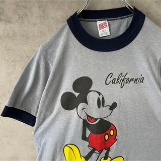 ヴィンテージ(VINTAGE)の【リンガーTシャツ、USA製】ミッキープリント古着90年代あいみょん菅田将暉 (Tシャツ/カットソー(半袖/袖なし))