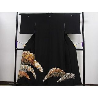 平和屋1■豪華黒留袖　駒刺繍　枝菊文　金彩　逸品　CAAC9986ze(着物)