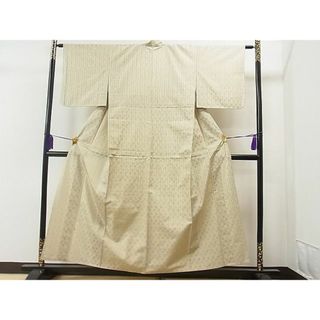 平和屋1■上質なお召　単衣　もじり織　間道　飛鳥文　逸品　CAAB2304yc(着物)