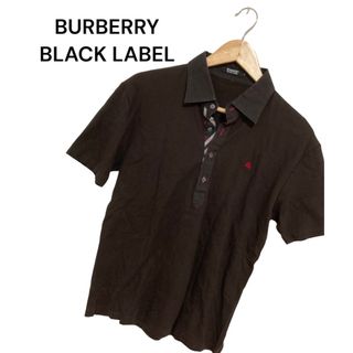 バーバリーブラックレーベル(BURBERRY BLACK LABEL)のバーバリーブラックレーベル　ポロシャツ　ノバチェック　ホースロゴ　ブラウン　L(ポロシャツ)