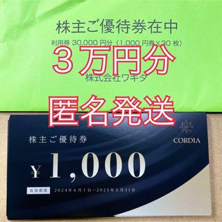 ワキタ 株主優待券 3万円分 30000円分