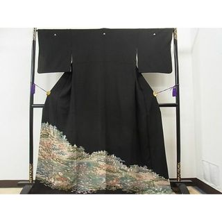 平和屋1■豪華黒留袖　友禅　水辺松竹梅花文　逸品　CAAB2395yc(着物)