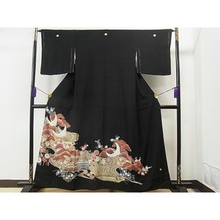 平和屋1■豪華黒留袖　作家物　飛鶴籬浜松文　金彩　逸品　未使用　CAAB2468yc(着物)