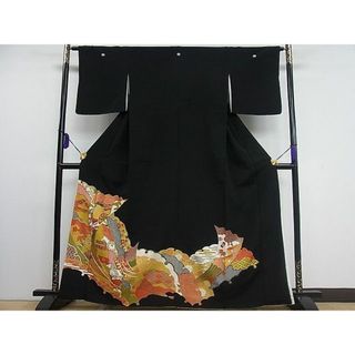 平和屋1■豪華黒留袖　駒刺繍　雪輪御所車宝尽くし花文　金彩　逸品　CAAB2807ut(着物)