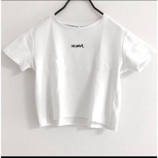 【エックスガール】MILLS LOGO S/S BABY TEE ホワイト白