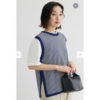 ショコラフィネローブ(chocol raffine robe)のショコラフィネローブ ベスト トップス ジレ ストライプ　レディース(Tシャツ(半袖/袖なし))