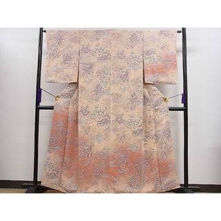 平和屋1■訪問着　流水花車文　暈し染め　鬼しぼ縮緬　逸品　CAAC9939ze(着物)