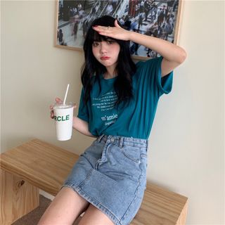 ロゴティシャツ半袖　韓国 グリーン　新入荷品(Tシャツ(半袖/袖なし))