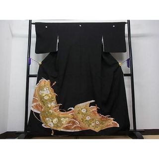 平和屋1■豪華黒留袖　駒刺繍　立波菊絵巻文　金彩　逸品　CAAB5270ua(着物)