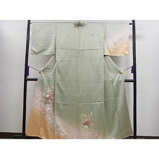 平和屋1■訪問着　飛鶴立波花車文　暈し染め　金彩　逸品　CAAB6155ze(着物)