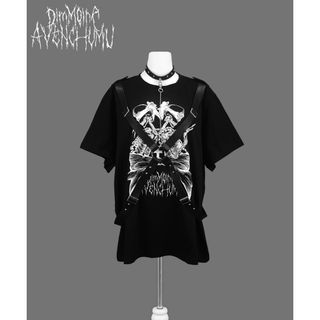 レフレム(REFLEM)のDimMoire AVENCHUMU twin skull Tシャツ ブラック(Tシャツ(半袖/袖なし))