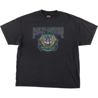 ハーレーダビッドソン(Harley Davidson)の古着 ハーレーダビッドソン Harley-Davidson 鷲柄 イーグル柄 モーターサイクル バイクTシャツ メンズXL /eaa441687(Tシャツ/カットソー(半袖/袖なし))