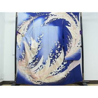 平和屋1■豪華振袖　作家物　駒刺繍　孔雀羽花文　暈し染め　金彩　逸品　CAAB1234ch(振袖)