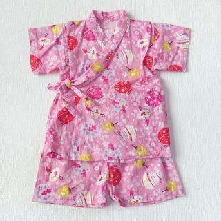 ベビー 甚平 70 女の子 浴衣 キッズ 子供服 ピンク 美品(甚平/浴衣)