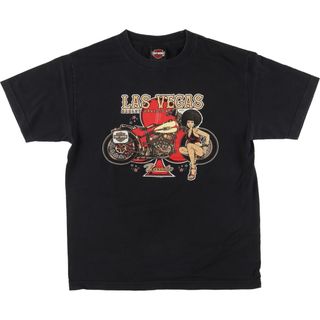 ハーレーダビッドソン(Harley Davidson)の古着 ハーレーダビッドソン Harley-Davidson ピンナップガール モーターサイクル バイクTシャツ メンズM /eaa452005(Tシャツ/カットソー(半袖/袖なし))