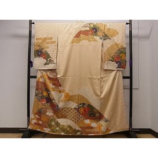 平和屋1■訪問着　駒刺繍　草花文　金彩　逸品　CAAB0832dy(着物)