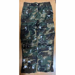 【値下げ可】【美品】CAMOフラップポケットカーゴパンツ　ダメージ　ペイント(ワークパンツ/カーゴパンツ)