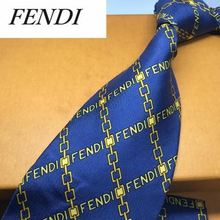 FENDI - 美品★ FENDI フェンディ★ ブランド ネクタイ シルク 伊製 ネイビー