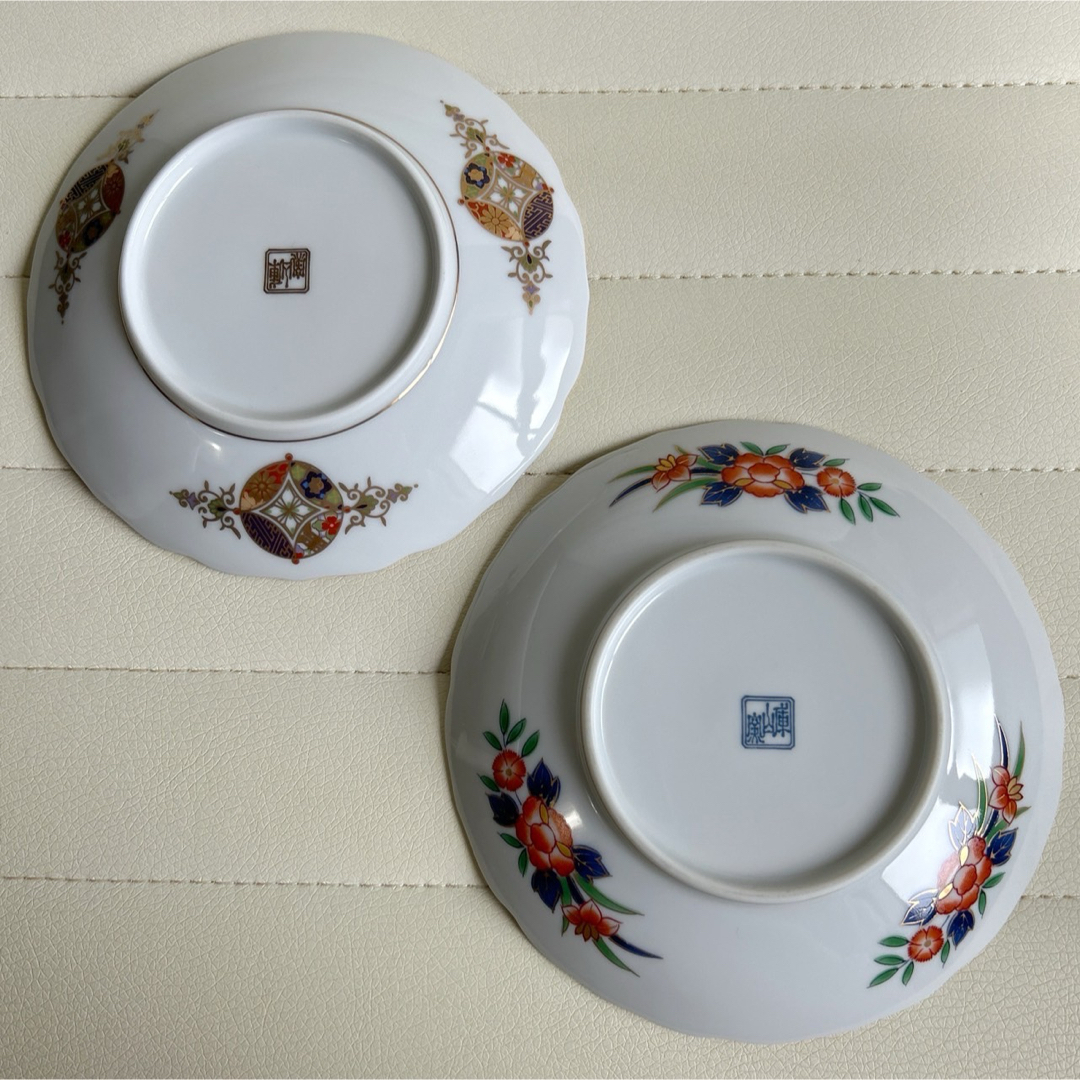 前畑陶器 庫山窯 金彩 七宝 瑞祥 銘々皿 2枚セット 取り皿 色絵 前畑陶器 庫山窯 金彩 七宝 瑞祥 銘々皿 2枚セット 取り皿 色絵