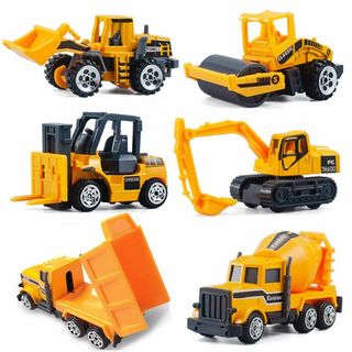 【色:6台セット】CORPER TOYS ミニカー 6台セット 工事/建設/作業