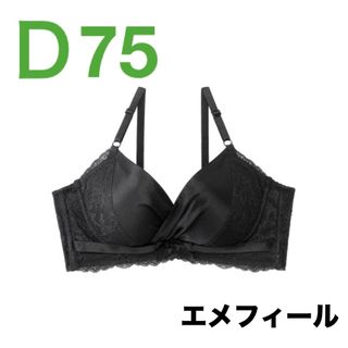 エメフィール　サテン カシュクールレース　ブラック　D75