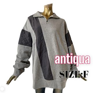 antiqua - antiqua ♥ オーバー BIG キルティング ハーフジップ プルオーバー