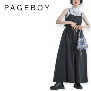 ページボーイ(PAGEBOY)のE317 PAGEBOY ドロストギャザーキャミワンピース　新品　ブラック(ロングワンピース/マキシワンピース)