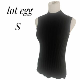 lot egg  ロットエッグ　レディース　ノースリーブ　カットソー　黒　S(カットソー(半袖/袖なし))