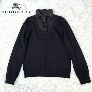 BURBERRY バーバリー　ロンドン　シャツ　ニット　ドッキング　ブラック(ニット/セーター)