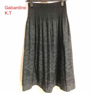 美品　Gabardine K.TギャバジンK.T スカート　ブラック　9号(ひざ丈スカート)