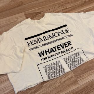 【新品未使用】英字ロゴTシャツ ダメージデザイン ヘソだし 半袖(Tシャツ/カットソー(半袖/袖なし))