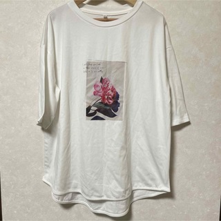 半袖Tシャツ 白 ホワイト 花の写真 Mサイズ(Tシャツ(半袖/袖なし))