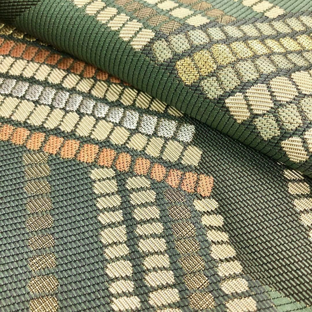 袋帯 千地泰弘 本草木染 斜めの織模様 金銀糸 夏虫色 O-3628 袋帯 千地泰弘 本草木染 斜めの織模様 金銀糸 夏虫色 O-3628