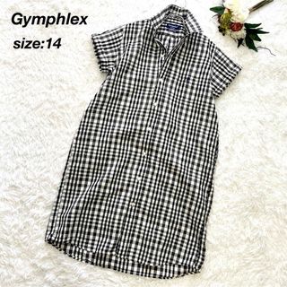 ジムフレックス(GYMPHLEX)の【リネン混✨】Gymphlex ジムフレックス シャツワンピース 黒チェック柄(ロングワンピース/マキシワンピース)