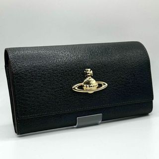 ヴィヴィアンウエストウッド(Vivienne Westwood)の【極美品】ヴィヴィアンウエストウッド 二つ折り長財布 がま口 オーブ 黒 レザー(財布)