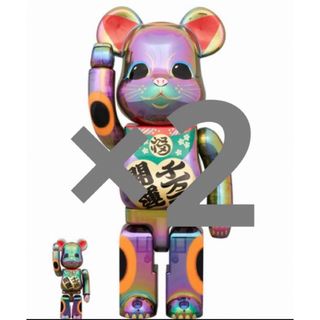 ベアブリック(BE@RBRICK)のBE@RBRICK 招き猫 開運・千万両 黒透明メッキ 100％ & 400％(その他)