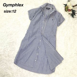 ジムフレックス(GYMPHLEX)の【リネン混✨】Gymphlex ジムフレックス 半袖シャツワンピース ストライプ(ロングワンピース/マキシワンピース)