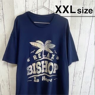 USA古着　Tシャツ　XXLサイズ　ネイビー　紺　プリント　ハワイ　クルーネック(Tシャツ/カットソー(半袖/袖なし))