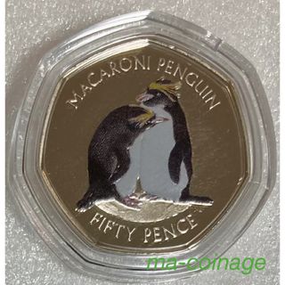 2019 英領南極地域　マカロニペンギン　50ペンス白銅貨　証明書付き(貨幣)