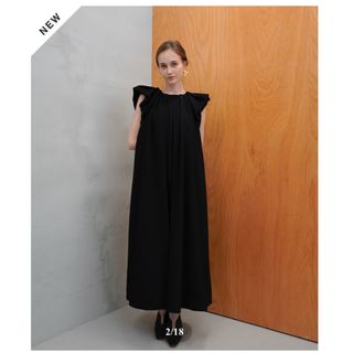 スナイデル(SNIDEL)のacka drape one-piece（black）(ロングワンピース/マキシワンピース)