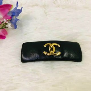 CHANEL - 【極美品】シャネル バレッタ ココマーク レザー ゴールド金具