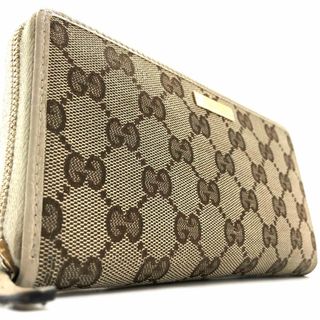 グッチ(Gucci)の【美品】グッチ 長財布 ラウンド GGキャンバス ロゴプレート ユニセックス(財布)