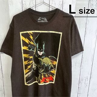 TV&MOVIE - バットマン　Tシャツ　L　ブラウングレー　プリント　キャラクター　USA古着