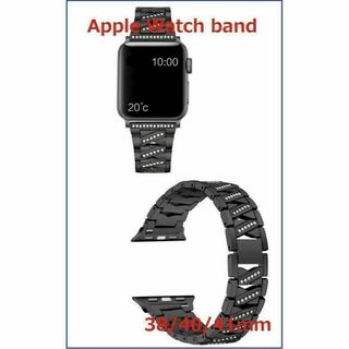 Apple Watch バンド ラインストーンステンレス38/40/41ｍｍBK(金属ベルト)