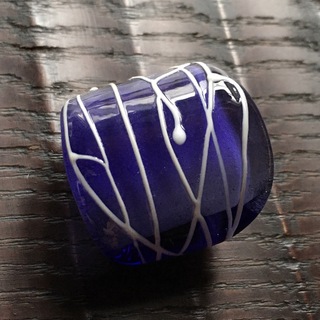 とんぼ玉　帯留め　三分紐用(手作りガラス)紫ホワイトライン
