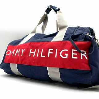 TOMMY HILFIGER - 極美品　トミー　2way ボストンバッグ　ショルダー　キャンバス　ネイビー　赤